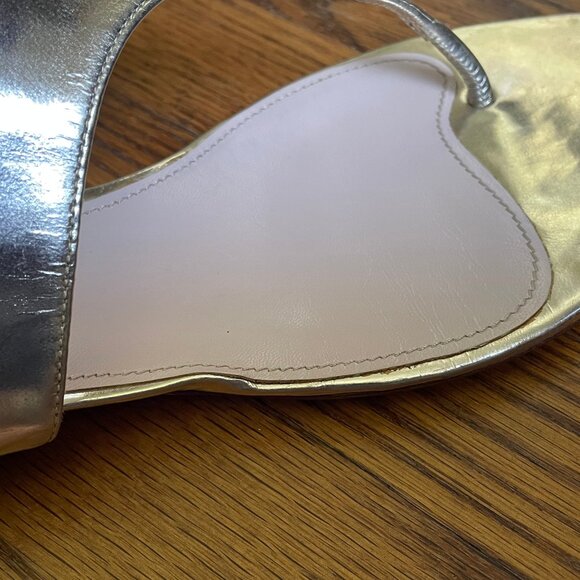 Miu Miu Metallic Gold Sandals with Rhinestone Heel Design, Size 41 EU - Picture 15 of 16